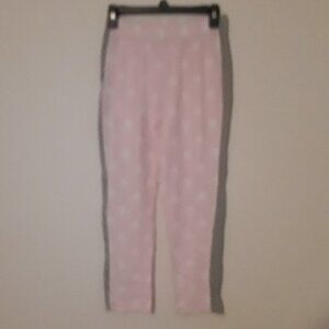 Sleep Chic girls size small pajama set,gray and white stripes,pink collar top